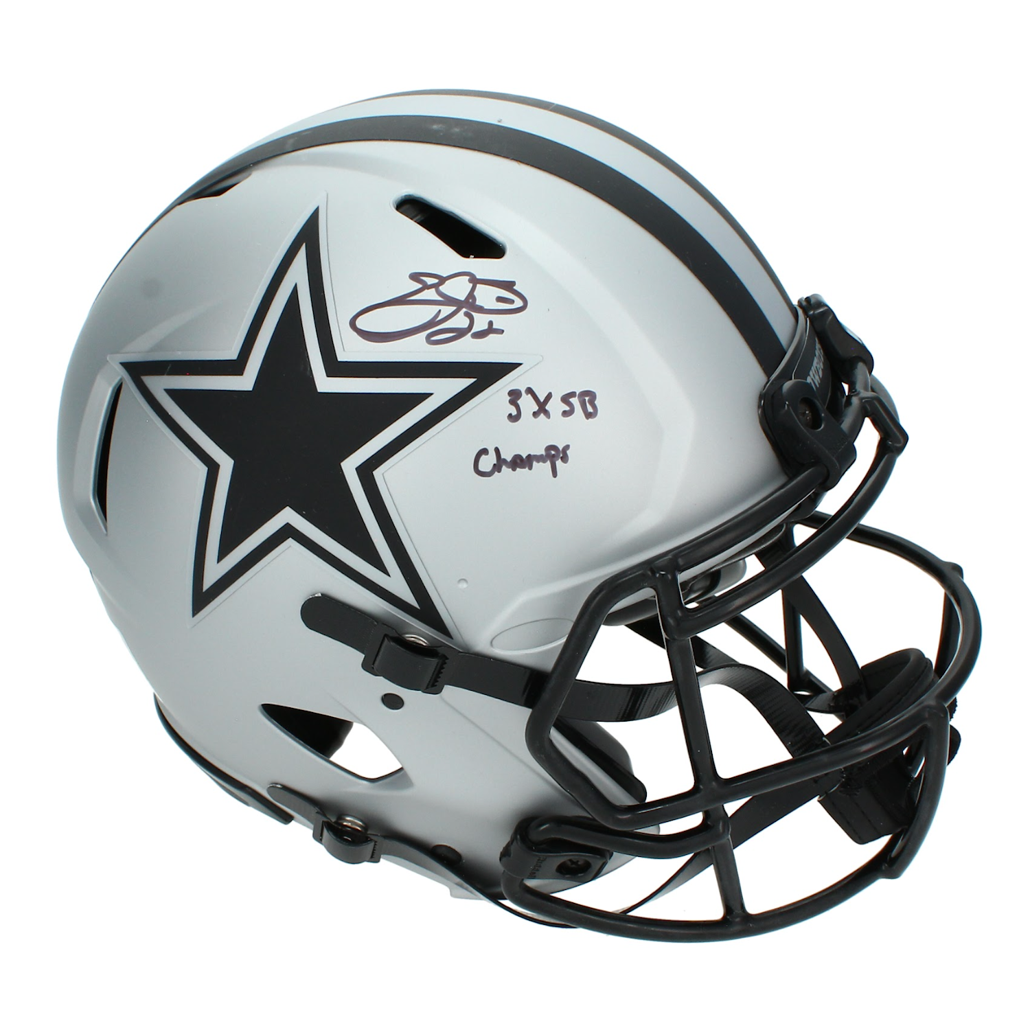 Emmitt Smith Autographed "3x SB Champ" Dallas Cowboys Authentic 'RAVE' Helmet Beckett