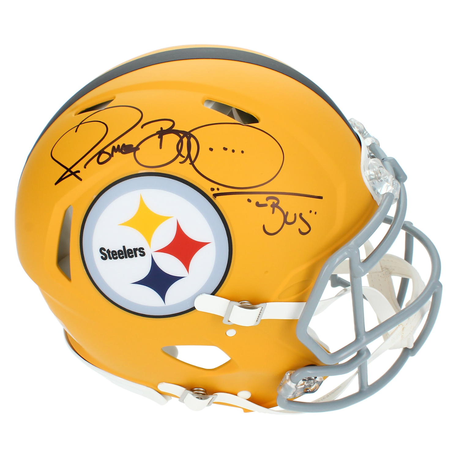 Jerome Bettis Autographed "The Bus" Pittsburgh Steelers Yellow 2025 Alternate Authentic Speed Helmet Beckett