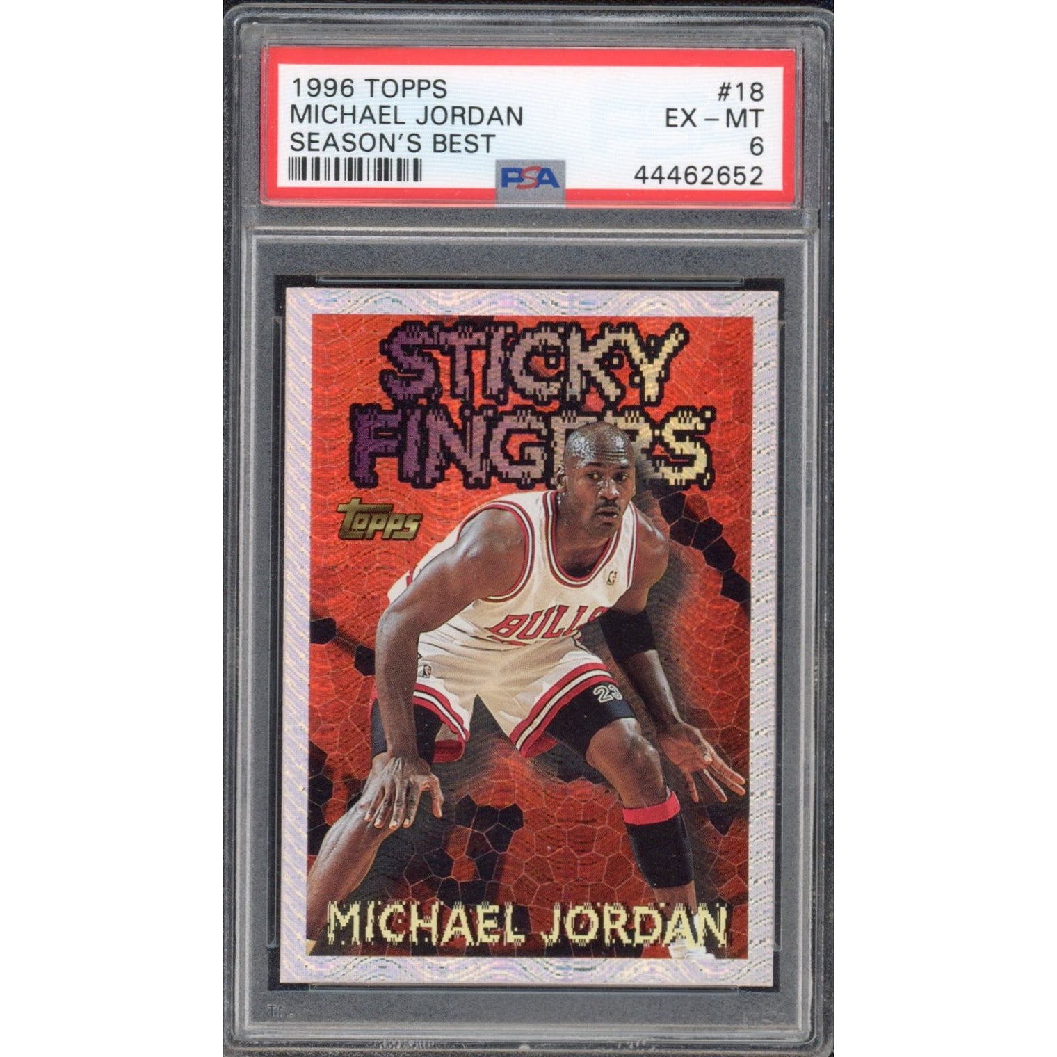 MICHAEL JORDAN Bulls 1996 TOPPS Seasons Finest #18 Card PSA Ex Mint 6