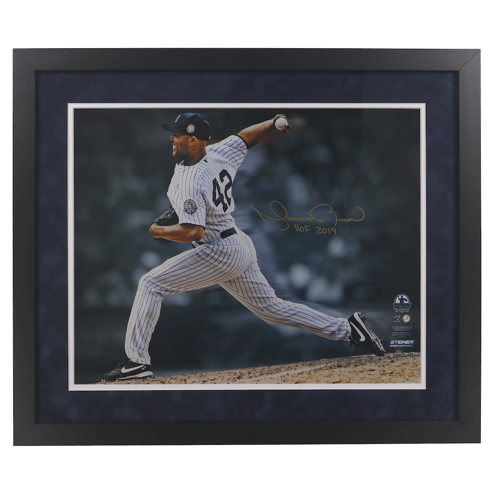 Mariano Rivera New York Yankees Autographed "HOF 2019" 16" x 20" 'Pitching' Framed Photo Steiner