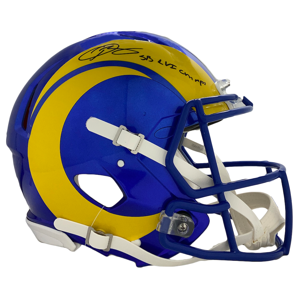 ODELL BECKHAM Jr. Autographed "SB LVI Champs" Rams Authentic Helmet FANATICS