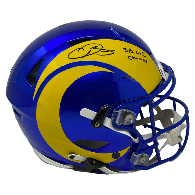 ODELL BECKHAM Jr Autographed "SB LVI Champs" Rams Speed Flex Helmet FANATICS