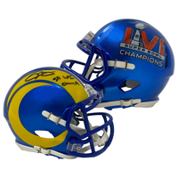 ODELL BECKHAM Jr. Autographed "SB LVI Champs" Rams Mini Helmet FANATICS