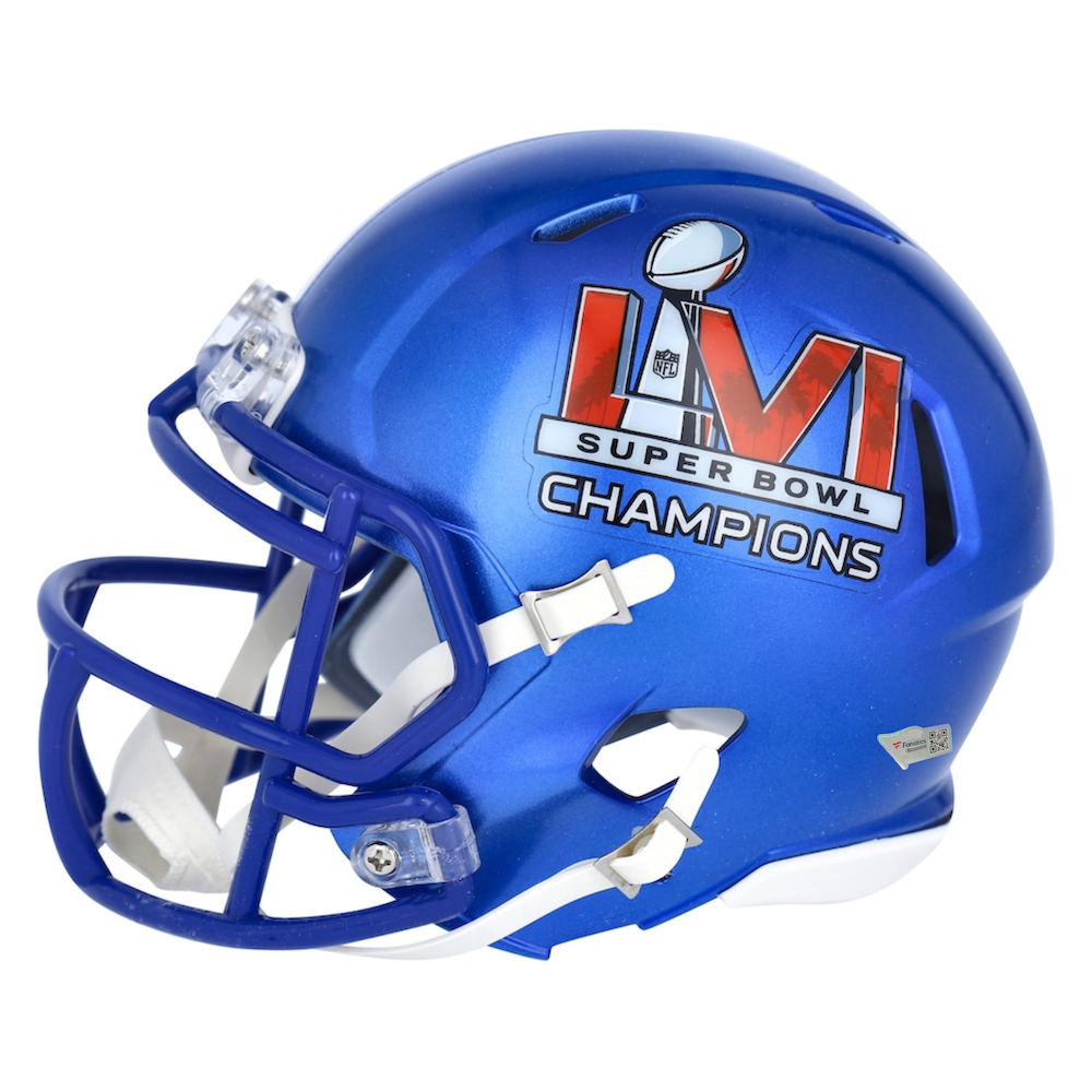 COOPER KUPP Autographed "SB LVI Champs" Rams Mini Helmet FANATICS