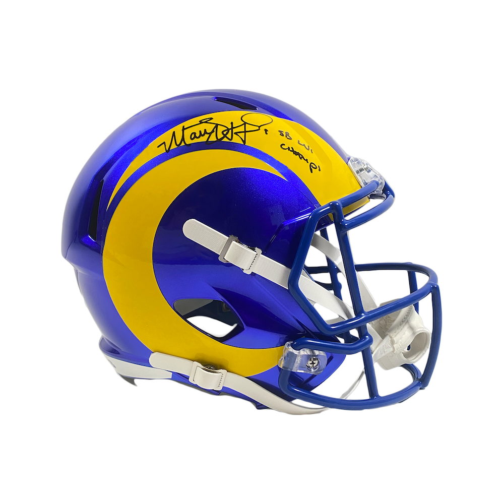 MATTHEW STAFFORD Autographed "SB LVI Champs" Rams Full Size Helmet FANATICS