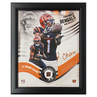 Ja'Marr Chase Bengals Framed 15" x 17" Game-Used Football Collage LE 1/50