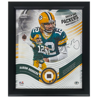 Aaron Rodgers Packers Framed 15" x 17" Game-Used Football Collage LE 50