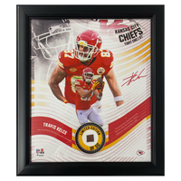 Travis Kelce Chiefs Framed 15" x 17" Game-Used Football Collage LE 1/50