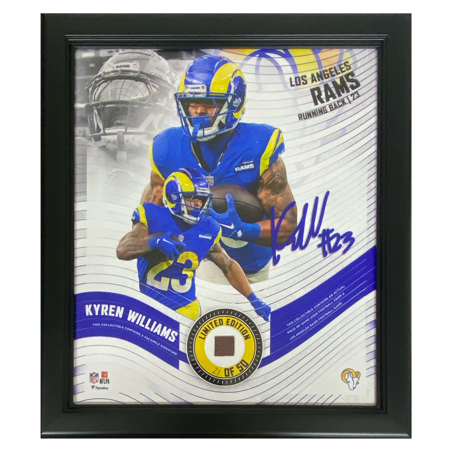 Kyren Williams L.A. Rams Framed 15" x 17" Game Used Football Collage LE 50