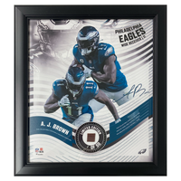 A.J. Brown Eagles Framed 15" x 17" Game Used Football Collage LE 1/50