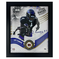 Zay Flowers Baltimore Ravens Framed 15" x 17" Game-Used Football Collage LE 1/50