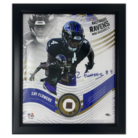 Zay Flowers Baltimore Ravens Framed 15" x 17" Game-Used Football Collage LE 4/50