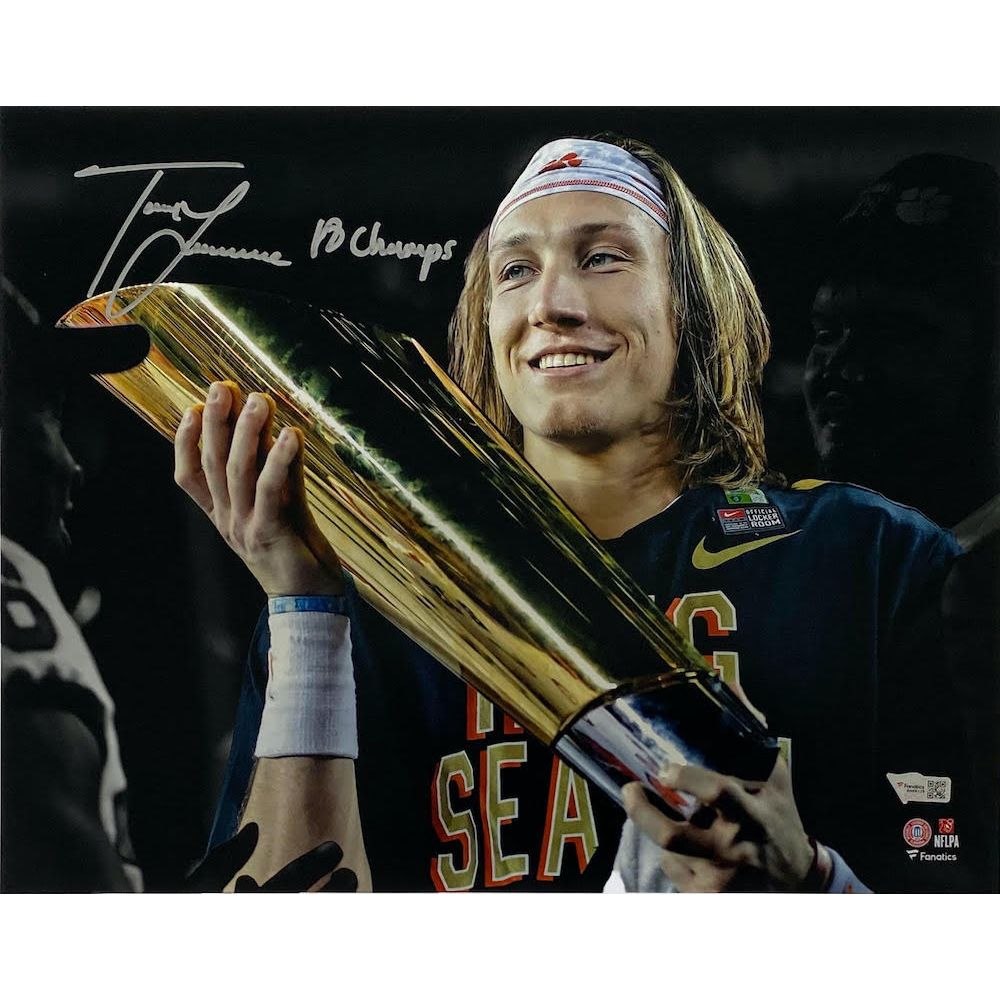 TREVOR LAWRENCE Autographed/Inscribed "18 Champs" Clemson Tigers 11" x 14" Spotlight Photograph FANATICS