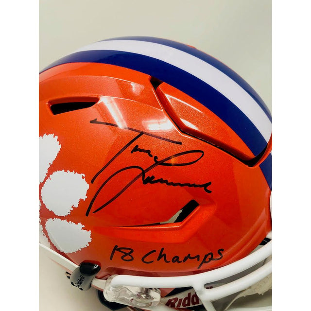 TREVOR LAWRENCE Autographed "18 Champs" Tigers Speed Flex Helmet FANATICS