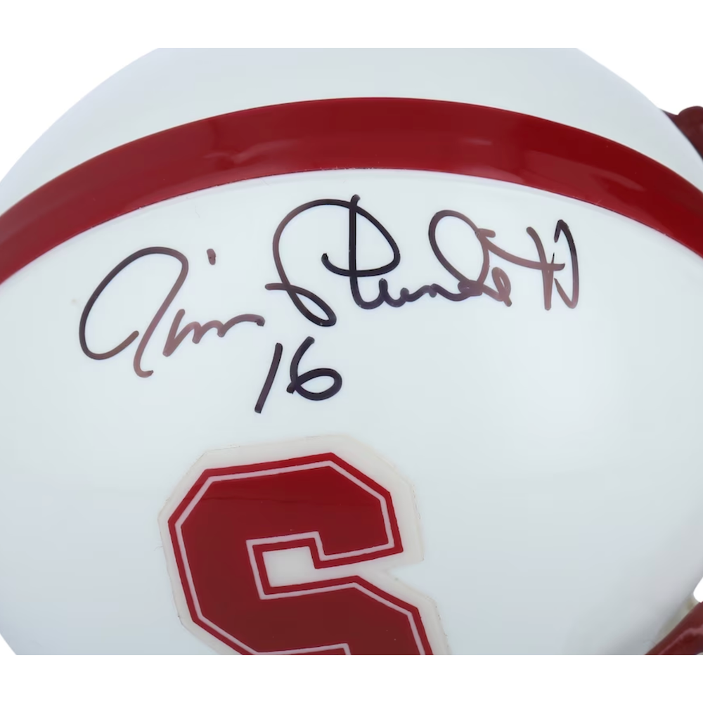 JIM PLUNKETT Autographed Stanford Cardinal Mini Helmet FANATICS