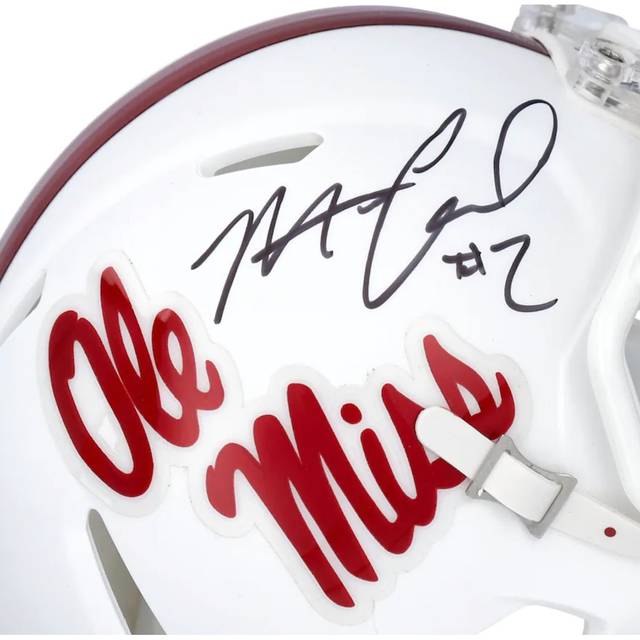 MATT CORRAL Autographed Ole Miss White Matte Mini Speed Helmet FANATICS