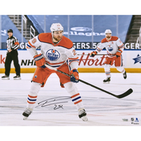 LEON DRAISAITL Autographed Reverse Retro Edmonton Oilers 16" x 20" Photograph FANATICS