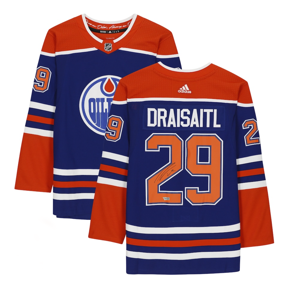 LEON DRAISAITL Autographed Edmonton Oilers Authentic Royal Alt. Jersey FANATICS