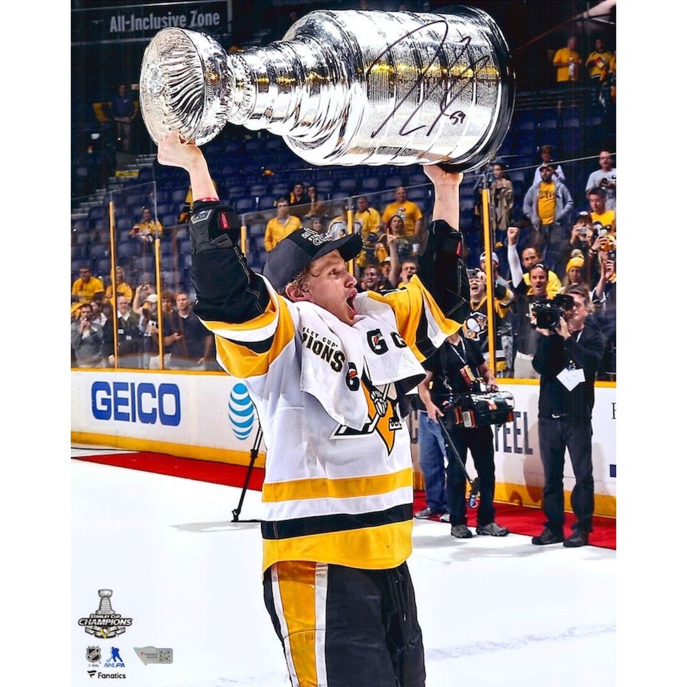 JAKE GUENTZEL Autographed Penguins Stanley Cup 16" x 20" Photo FANATICS