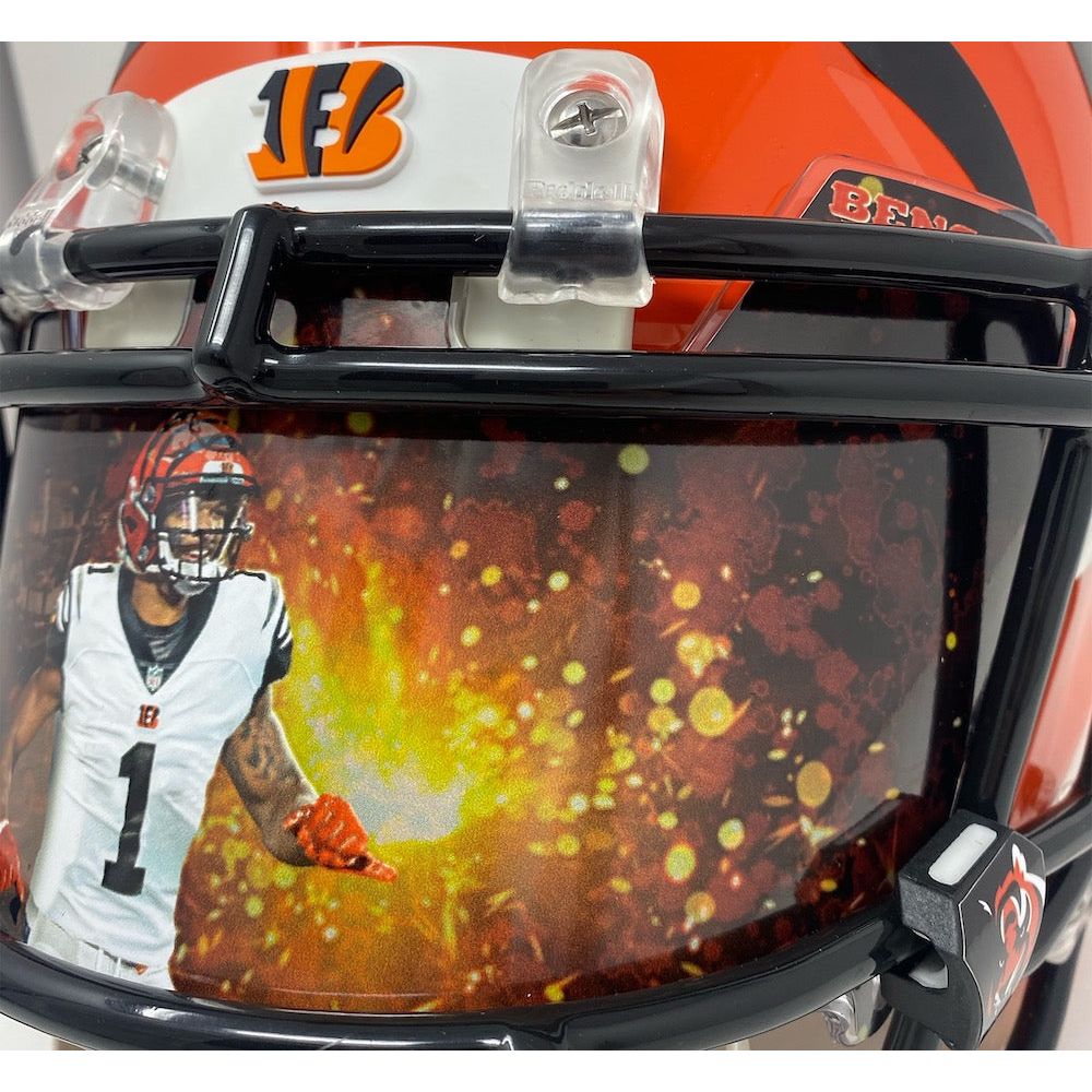 JA'MARR CHASE Autographed Bengals Custom Visor Speed Authentic Helmet FANATICS