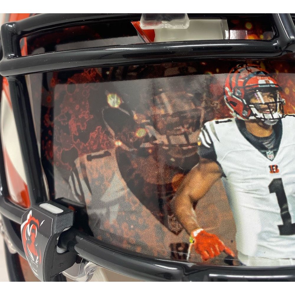 JA'MARR CHASE Autographed Bengals Custom Visor Speed Authentic Helmet FANATICS
