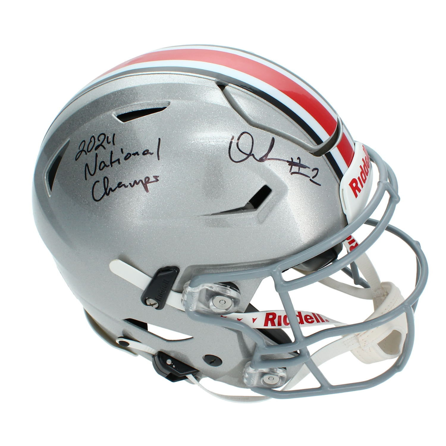 Quinshon Judkins Autographed &amp; Inscribed "24 National Champs" Ohio State Buckeyes Speedflex Authentic Helmet Beckett