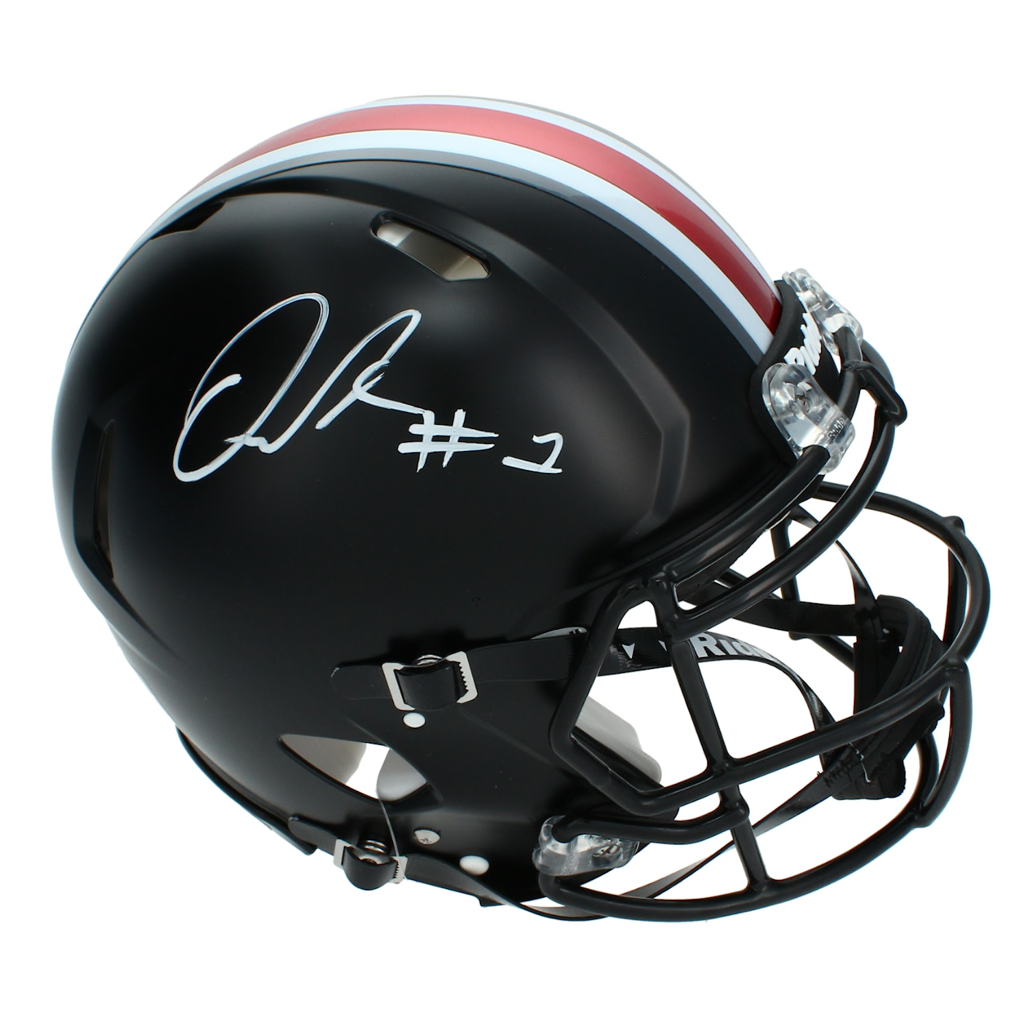 Quinshon Judkins Autographed Ohio State Buckeyes Black Alternate Speed Authentic Helmet Beckett