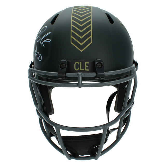 Quinshon Judkins Autographed Cleveland Browns 2025 Salute to Service Speed Full Size Helmet Beckett