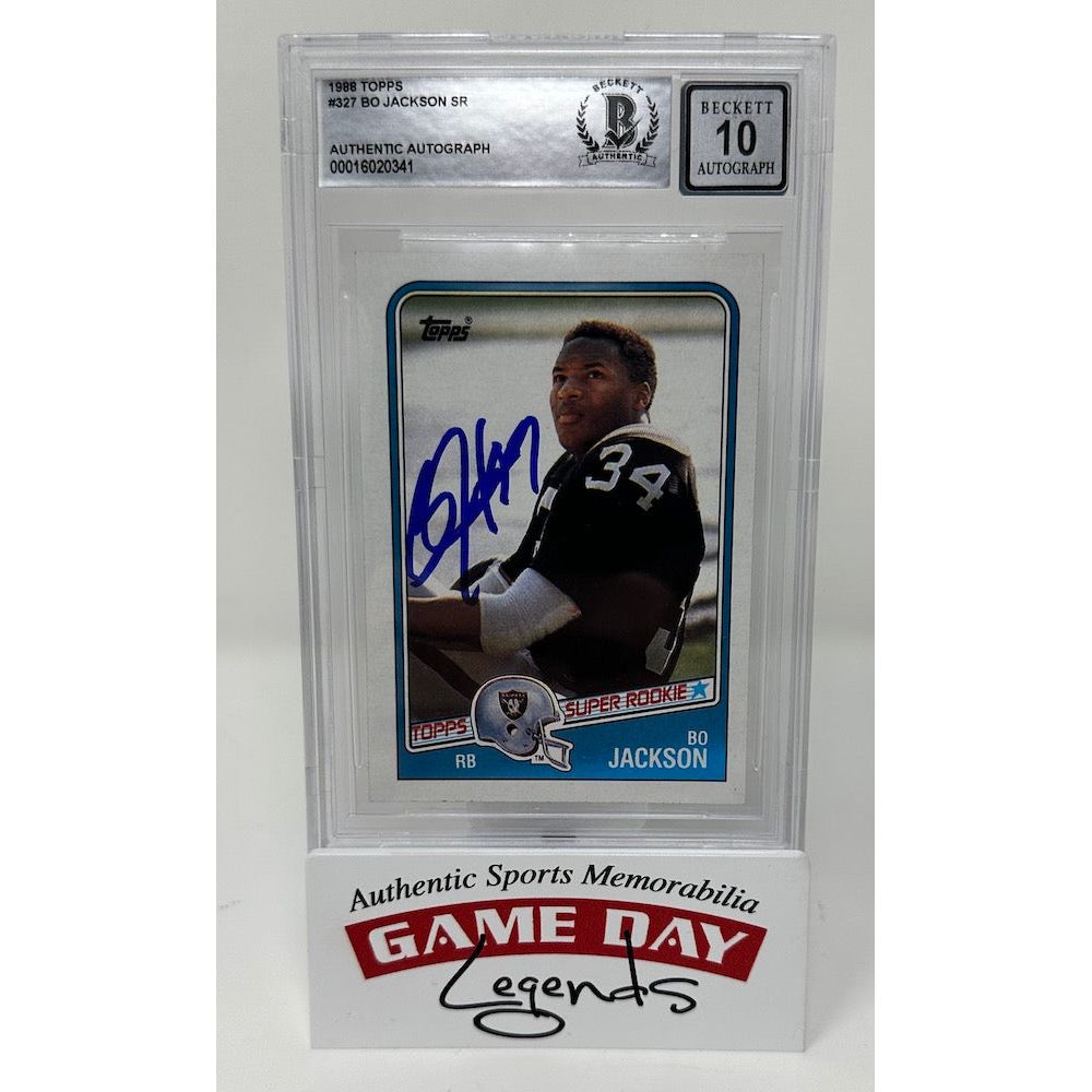 Bo Jackson Autographed Raiders 1988 Topps #327 RC Rookie Card Raiders BAS 10 Auto