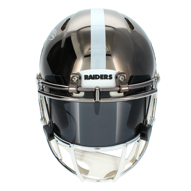 Brock Bowers Autographed Las Vegas Raiders Spectra Chrome Custom Speed Authentic Helmet with visor & 3D Bumpers Beckett