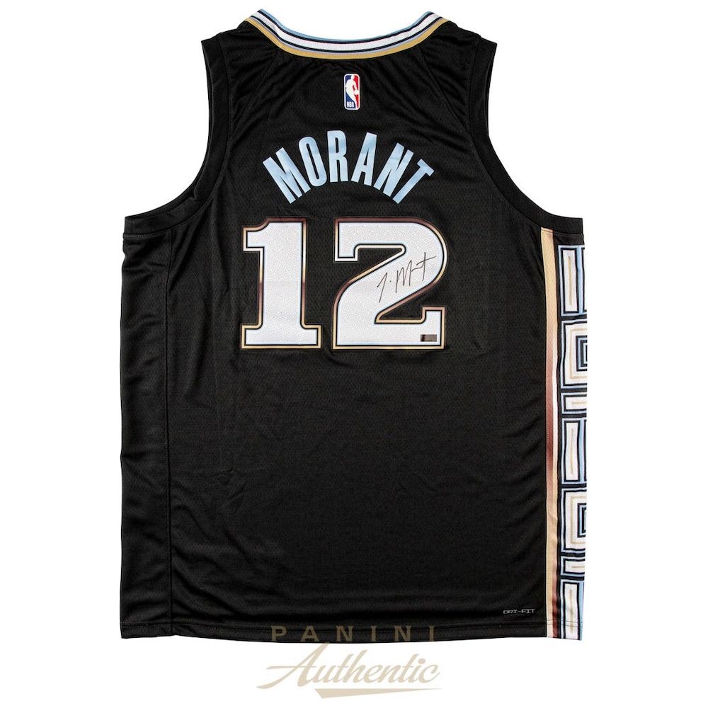 JA MORANT Autographed Memphis Grizzlies City Edition Black Nike Jersey PANINI
