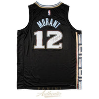 JA MORANT Autographed Memphis Grizzlies City Edition Black Nike Jersey PANINI