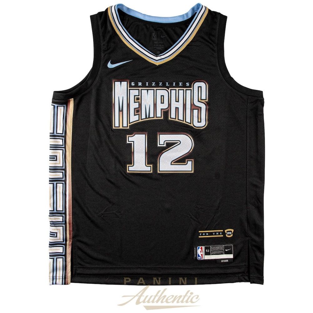 JA MORANT Autographed Memphis Grizzlies City Edition Black Nike Jersey PANINI