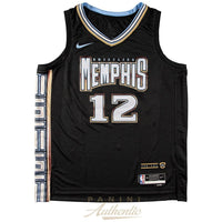 JA MORANT Autographed Memphis Grizzlies City Edition Black Nike Jersey PANINI