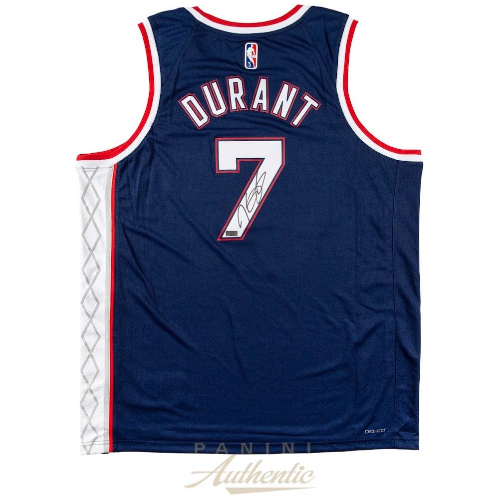 KEVIN DURANT Autographed Brooklyn Nets 75th Anniversary City Edition Jersey PANINI