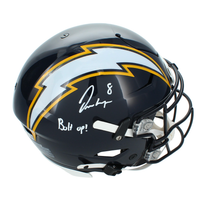 Omarion Hampton Autographed & Inscribed "BOLT UP!" Los Angeles Chargers Navy 2025 Alternate Speedflex Authentic Helmet Beckett