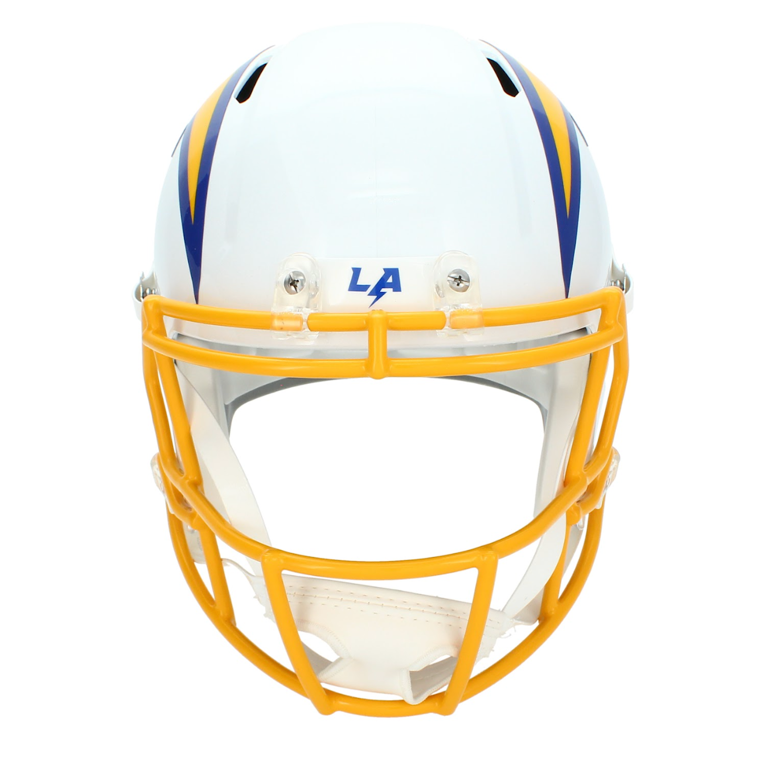 Omarion Hampton Autographed Los Angeles Chargers Royal Color Rush Speed Replica Helmet Beckett