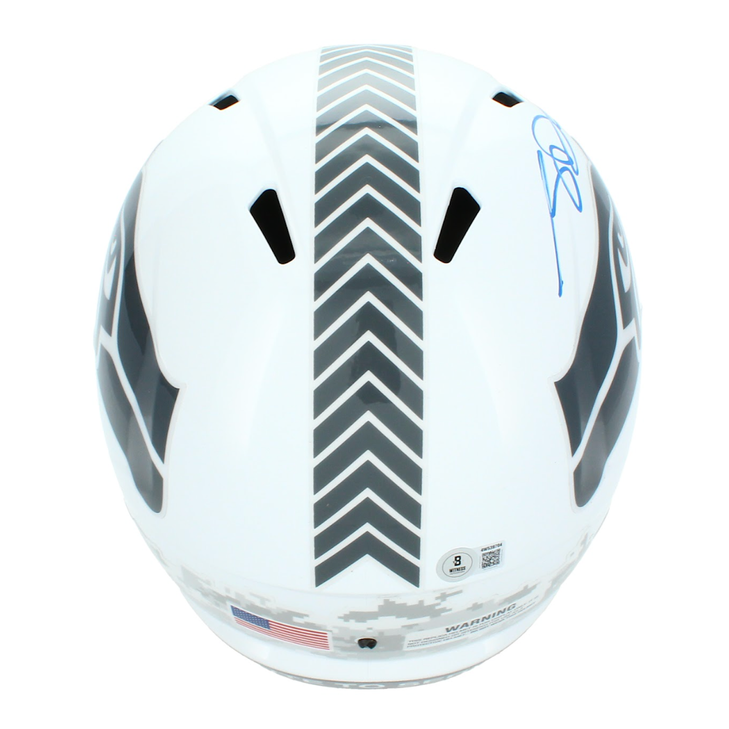 Sam Darnold Autographed Seattle Seahawks 2024 Salute To Service Full Size Replica Speed Helmet Beckett