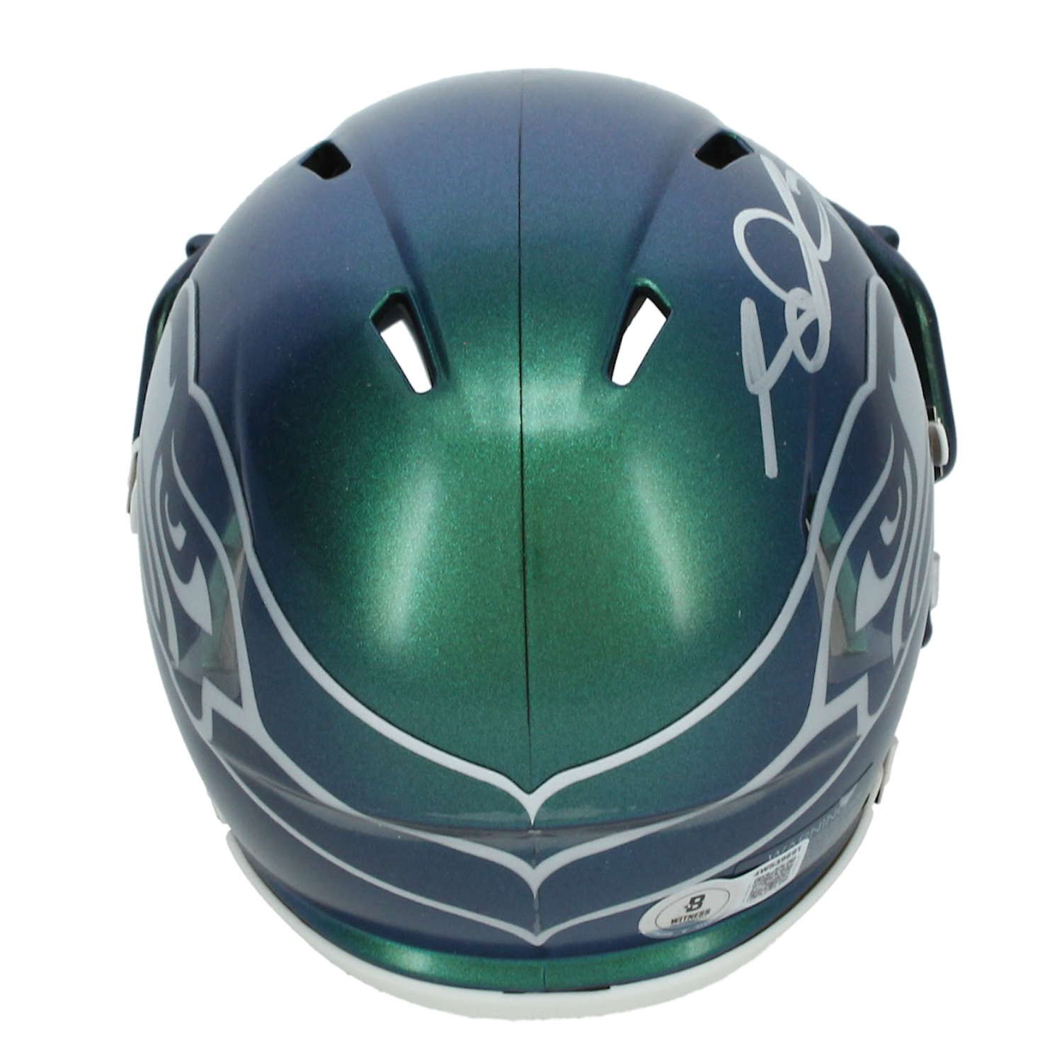 Sam Darnold Autographed Seattle Seahawks Green Chrome Rivalries Mini Speed Helmet Beckett