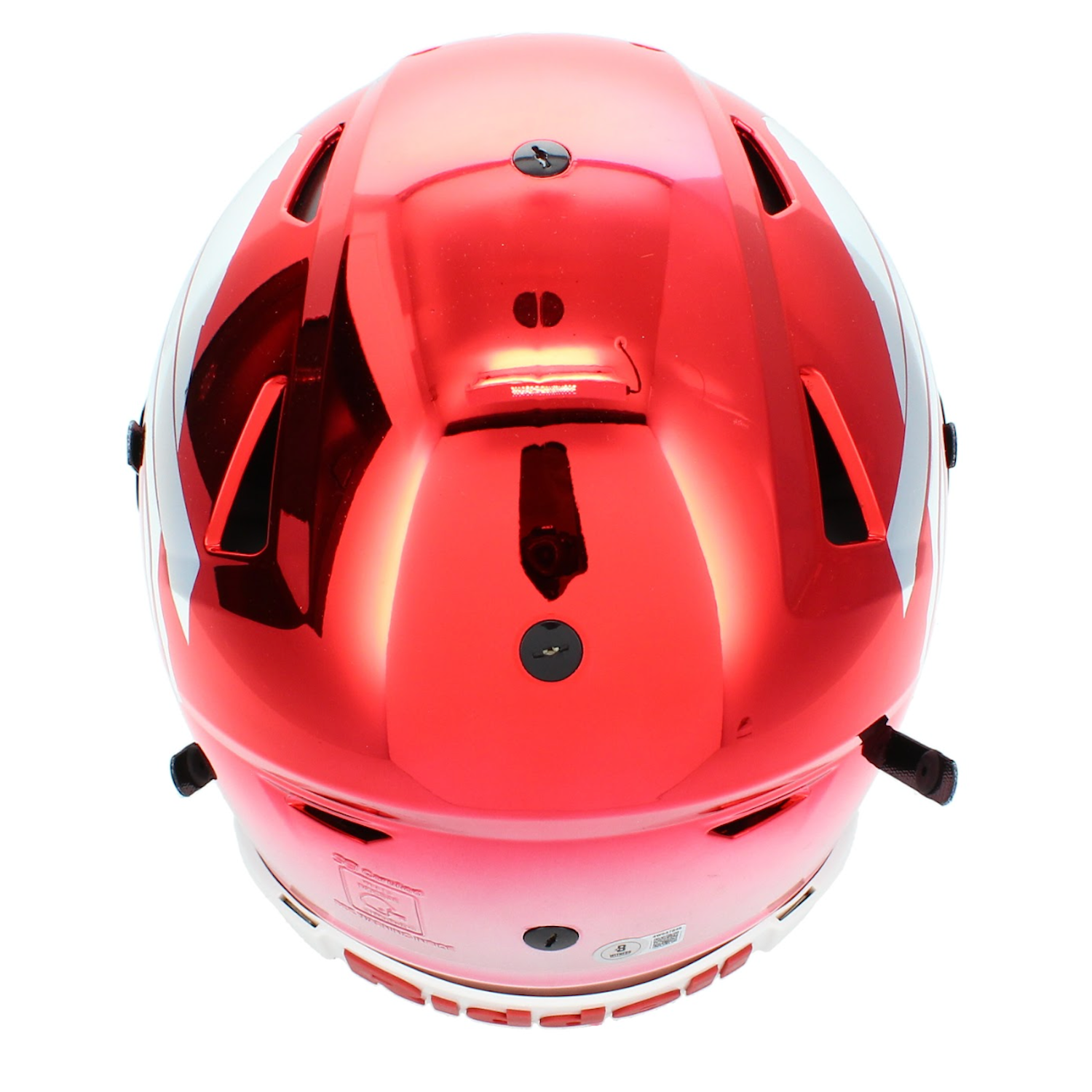 Josh Allen Autographed Buffalo Bills Red Custom Chrome Inlay Speedflex Authentic Helmet with Blue Facemask Beckett
