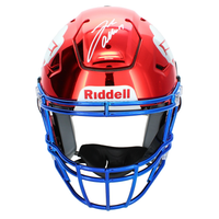 Josh Allen Autographed Buffalo Bills Red Custom Chrome Inlay Speedflex Authentic Helmet with Blue Facemask Beckett