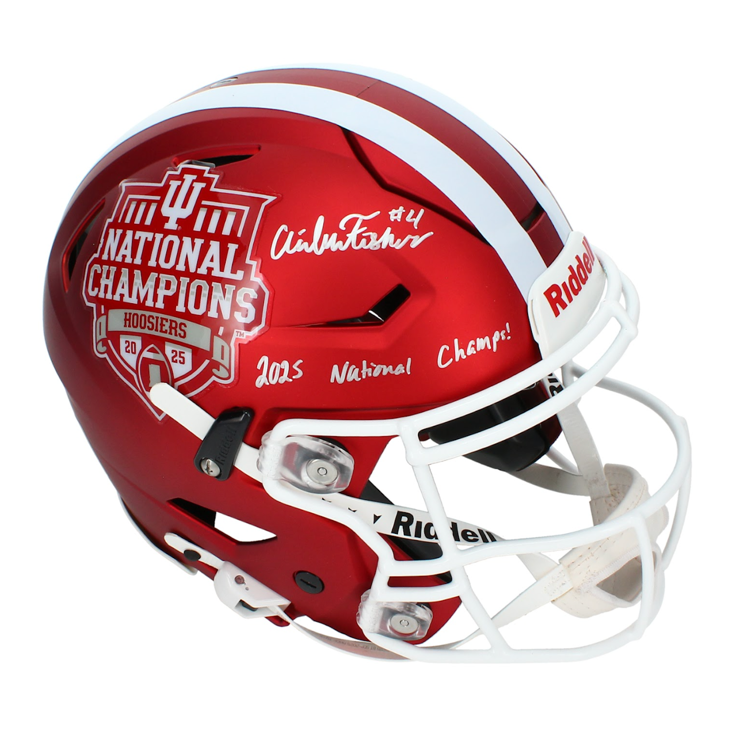 Aidan Fisher Autographed/Inscribed "2025 National Champs" Indiana Hoosiers National Champions Logo Speedflex Authentic Helmet Beckett