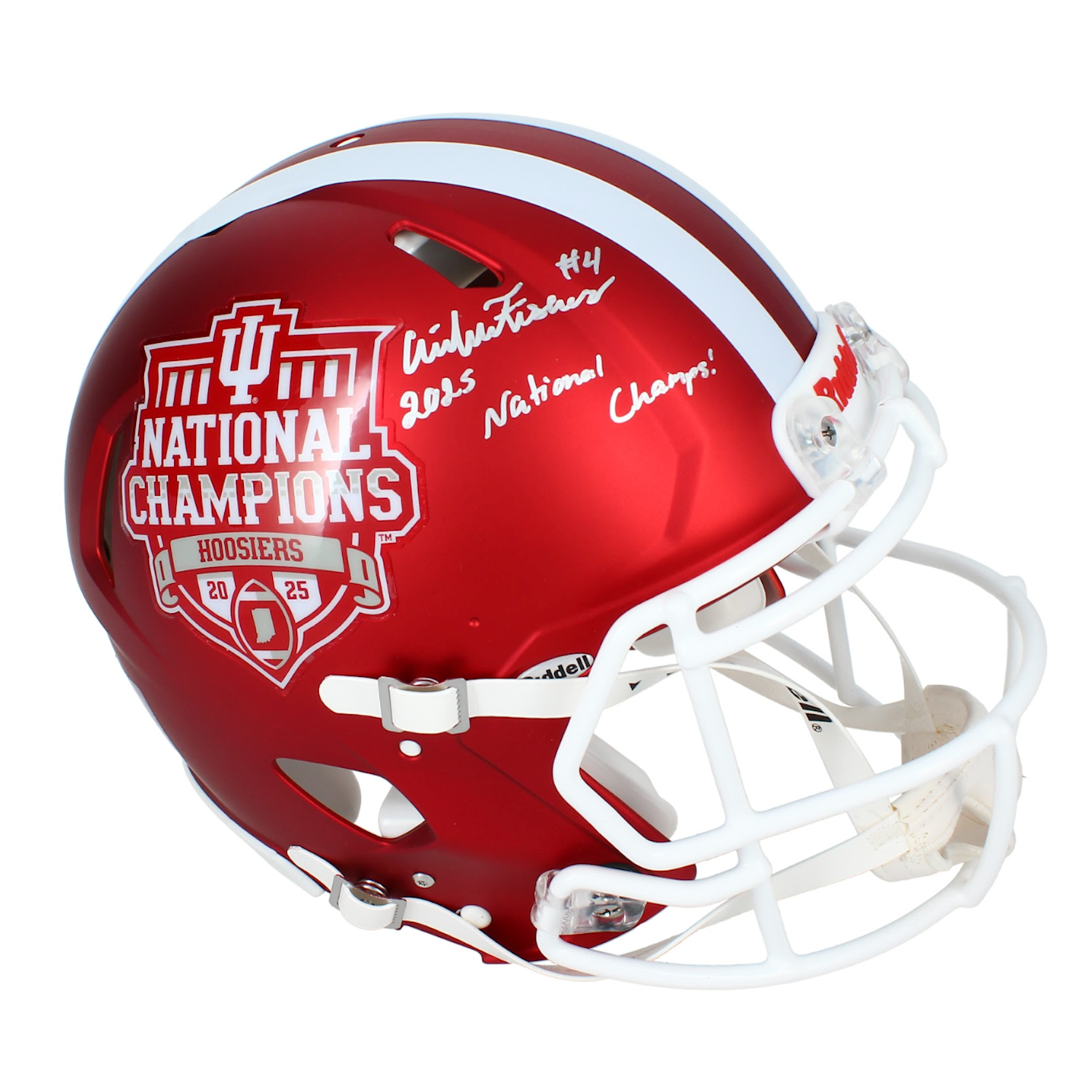 Aidan Fisher Autographed/Inscribed "2025 National Champs" Indiana Hoosiers National Champions Logo Speed Authentic Helmet Beckett
