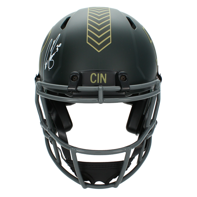 Chase Brown Autographed Cincinnati Bengals 2025 Salute to Service Speed Authentic Helmet Beckett