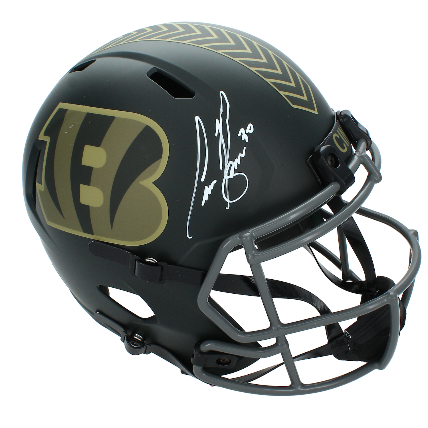 Chase Brown Autographed Cincinnati Bengals 2025 Salute to Service Full Size Replica Helmet Beckett