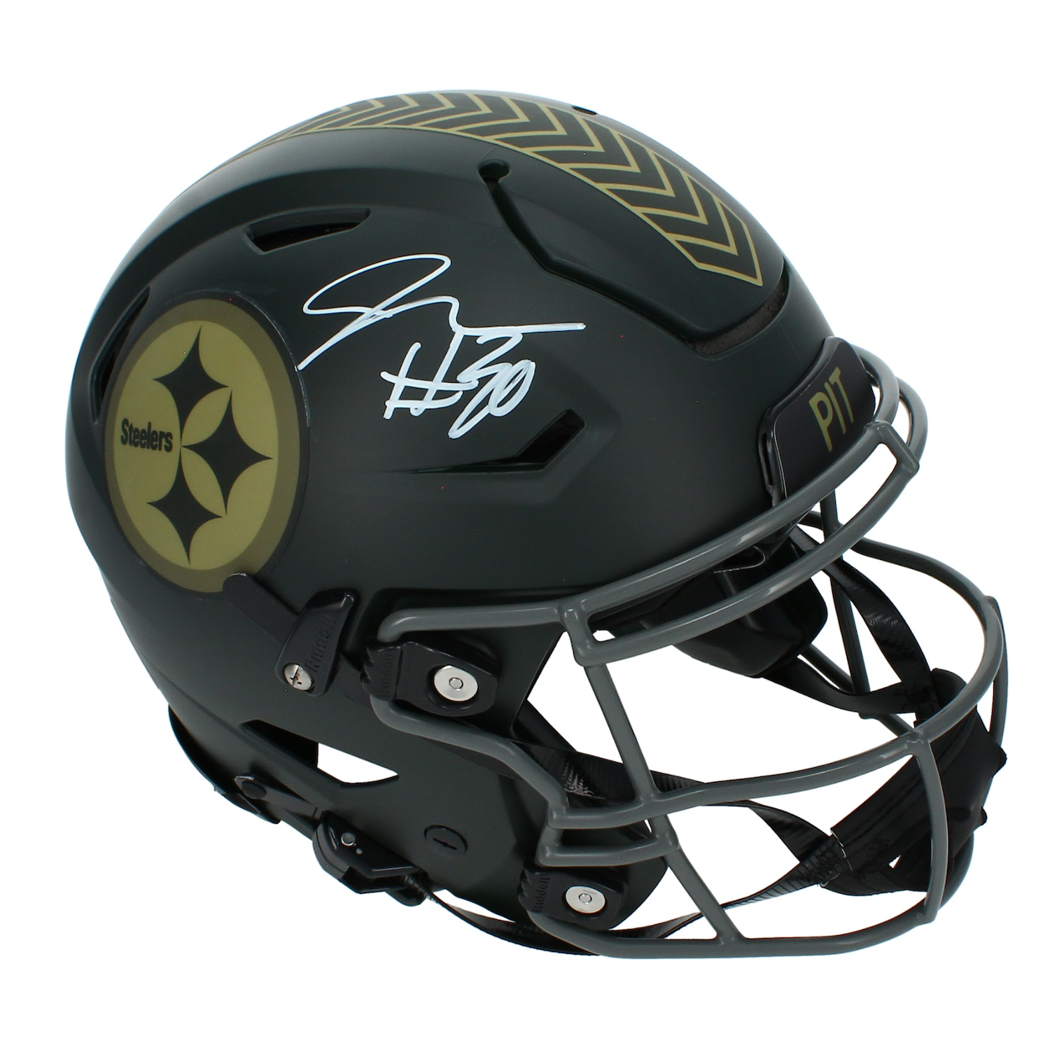 Jaylen Warren Autographed Pittsburgh Steelers 2025 Salute to Service SpeedFlex Authentic Helmet Beckett