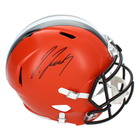 Jerry Jeudy Autographed Cleveland Browns Throwback Ful Size Replica Helmet Beckett