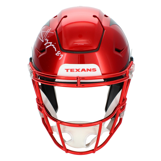 Jayden Higgins Autographed Houston Texans Battle Red Alternate Speedflex Authentic Helmet Beckett
