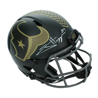 Jayden Higgins Autographed Houston Texans 2025 Salute to Service Speed Authentic Helmet Beckett
