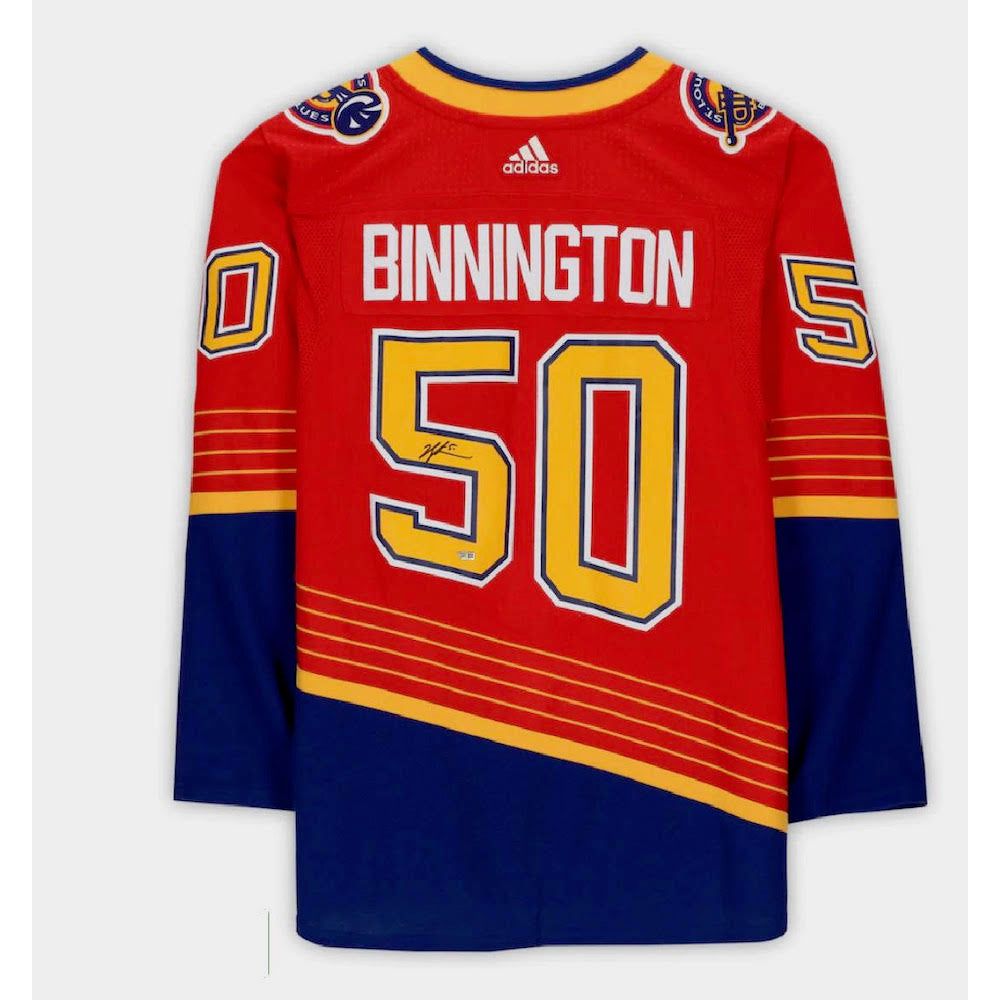 JORDAN BINNINGTON Autographed St. Louis Blues Reverse Retro Authentic Jersey FANATICS